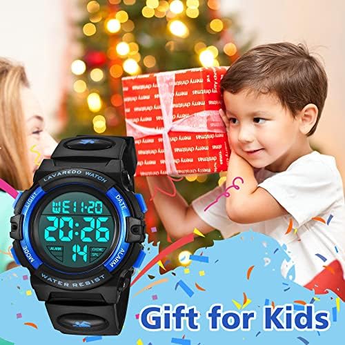Kids Watch Boys Watch For 3-15 Year Old Boys Digital Sport Outdoor Multifunctional Chronograph LED 50 M Waterproof Alarm Calendar Analog Watch For Children With Silicone Band Kids Gift