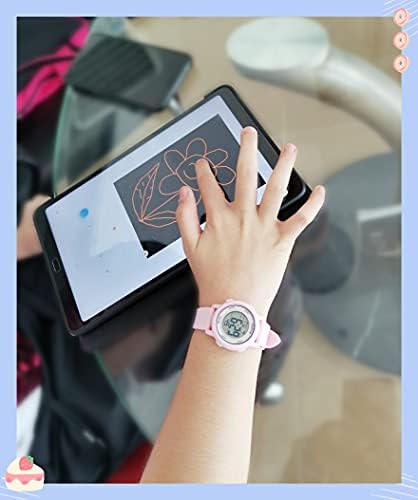 Kids Watch Girls Digital 7-Color Flashing Light Water Resistant 164FT Alarm For Age 7-12