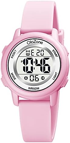 Kids Watch Girls Digital 7-Color Flashing Light Water Resistant 164FT Alarm for Age 7-12