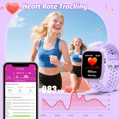 Kids Watch With 140 Sports Modes 1.5" Kids Fitness Tracker Girls Smart Watch No APP/Phone Required Sleep Monitor Heart Rate Puzzle Games IP68 Waterproof Gifts For Girls Teens Aged 6-15