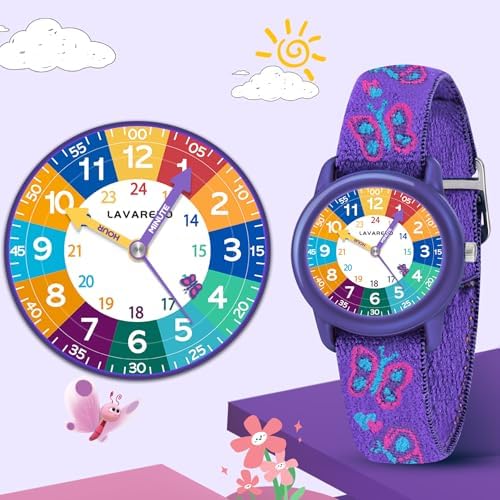 Kids Watch With Elastic Fabric Strap Waterproof Analog Watch For Kid Ages 3-12 Kids First Watches Fun Learning Timepiece Ideal Gift For Toddler & Children