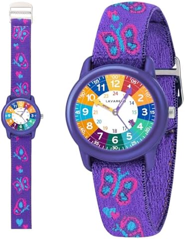 Kids Watch with Elastic Fabric Strap Waterproof Analog Watch for Kid Ages 3-12 Kids First Watches Fun Learning Timepiece Ideal Gift for Toddler & Children