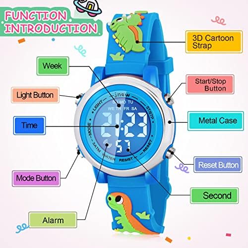 Kids Watches With Waterproof Alarm - Dinosaur Gifts For Boys Girls Age 3-10