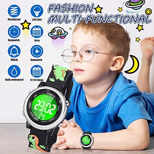 Kids Watches With Waterproof Alarm - Dinosaur Gifts For Boys Girls Age 3-10