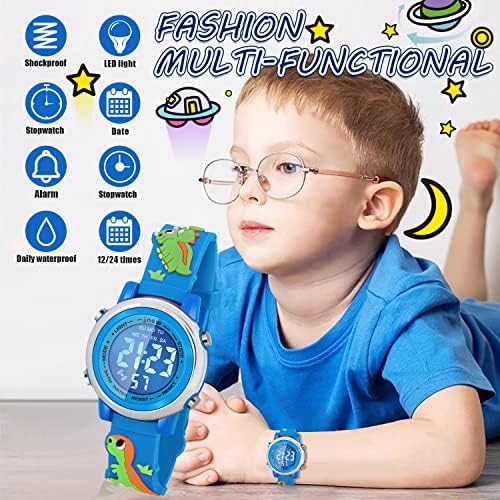 Kids Watches With Waterproof Alarm - Dinosaur Gifts For Boys Girls Age 3-10