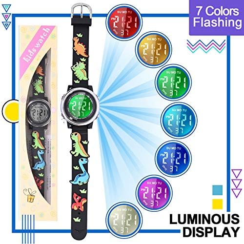 Kids Watches With Waterproof Alarm - Dinosaur Gifts For Boys Girls Age 3-10