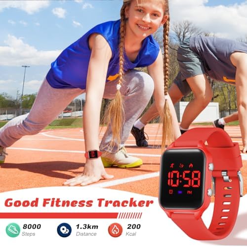 L LAVAREDO Kids Digital Watches For Boys Girls Waterproof Sport Watch With Pedometer Stopwatch Vibration Alarm For Ages 5-13 No App Fitness Tracker Watch For Kids Teens Birthday Christmas Gifts
