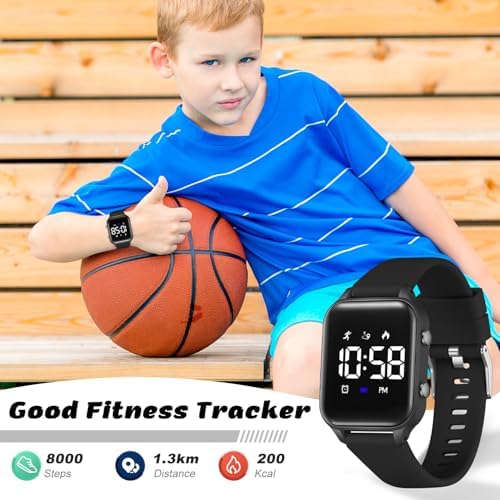 L LAVAREDO Kids Digital Watches For Boys Girls Waterproof Sport Watch With Pedometer Stopwatch Vibration Alarm For Ages 5-13 No App Fitness Tracker Watch For Kids Teens Birthday Christmas Gifts