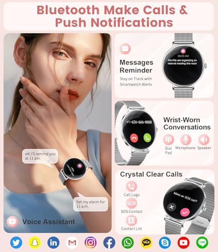 LIGE Smart Watches For Women(Answer/Make Call) Ultra-Thin 6.8mm/1.43" AMOLED Smartwatch With Heart Rate/Sleep Monitor IP68 Waterproof Fitness Tracker 120 Sport Modes For Android IOS Sliver
