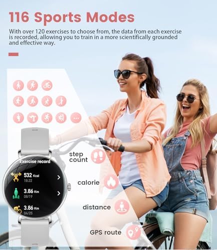 LIGE Smart Watches For Women(Answer/Make Call) Ultra-Thin 6.8mm/1.43" AMOLED Smartwatch With Heart Rate/Sleep Monitor IP68 Waterproof Fitness Tracker 120 Sport Modes For Android IOS Sliver