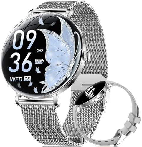 LIGE Smart Watches for Women(Answer/Make Call) Ultra-Thin 6.8mm/1.43" AMOLED Smartwatch with Heart Rate/Sleep Monitor IP68 Waterproof Fitness Tracker 120 Sport Modes for Android iOS Sliver