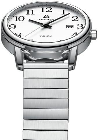 LN LENQIN Mens Watches Easy Read Analog Quartz Sport Waterproof Watch For Men With 38mm Stainless Steel Expansion Band And Glow Dial