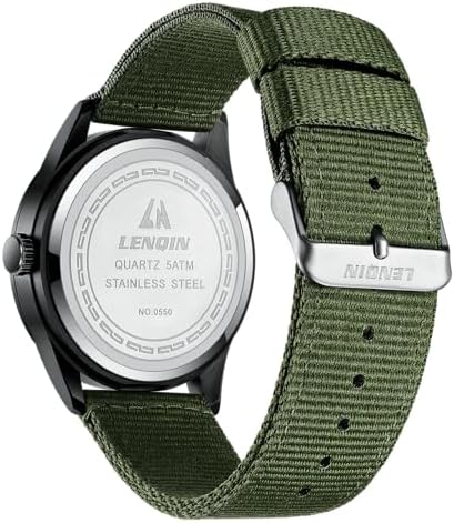 LN LENQIN Mens Watches Unisex Military Sport Nylon Strap Stylish Luminous Fashion Analog Quartz Watch For Men Waterproof Army Tactical Casual Wristwatch