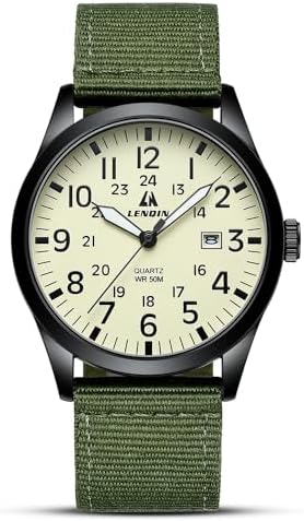 LN LENQIN Mens Watches Unisex Military Sport Nylon Strap Stylish Luminous Fashion Analog Quartz Watch for Men Waterproof Army Tactical Casual Wristwatch