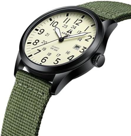 LN LENQIN Mens Watches Unisex Military Sport Nylon Strap Stylish Luminous Fashion Analog Quartz Watch For Men Waterproof Army Tactical Casual Wristwatch