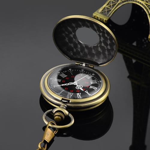 LYMFHCH Vintage Pocket Watch Roman Numerals Scale Quartz Pocket Watches With Chain Christmas Graduation Birthday Gifts Fathers Day