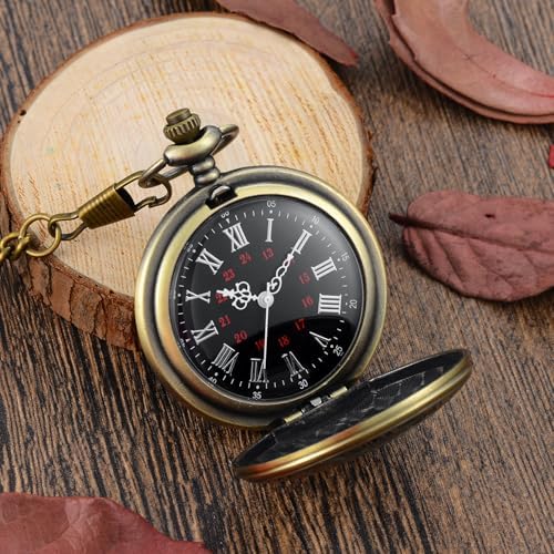 LYMFHCH Vintage Pocket Watch Roman Numerals Scale Quartz Pocket Watches With Chain Christmas Graduation Birthday Gifts Fathers Day