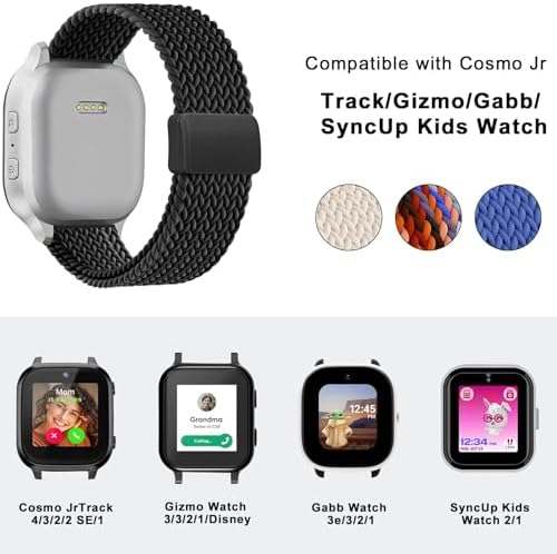 Magnetic Braided Band Compatible With Cosmo JrTrack 5/4/3/2 SE/2/JrTrack & Gizmo Adventrue 3 3 2 1/Gabb 3e 3 2 1/SyncUP Watch 2 1 2 Pack Soft Breathable Strap Easy Buckle For Small Wrist