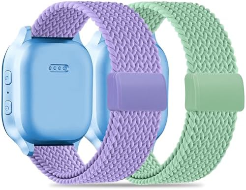 Magnetic Braided Band Compatible with Cosmo JrTrack 5/4/3/2 SE/2/JrTrack & Gizmo Adventrue 3 3 2 1/Gabb 3e 3 2 1/SyncUP Watch 2 1 2 Pack Soft Breathable Strap Easy Buckle for Small Wrist