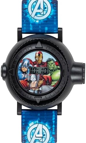 Marvel Avengers Kids Digital Projection Watch with 10 Image Projector Comfortable Strap and Durable Design - Fun and Interactive Timepiece for Boys Perfect for Young Avengers Fans