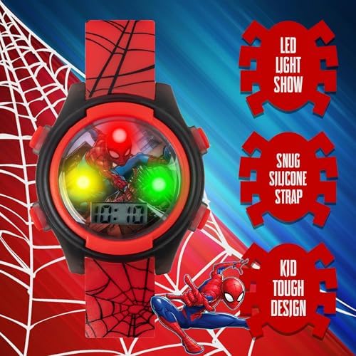 Marvel Spider-Man Kids Watches – Digital Display Interactive Features Adjustable Strap Vibrant Spider-Man Graphics Durable For Active Kids