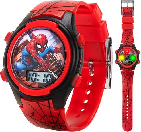 Marvel Spider-Man Kids Watches – Digital Display Interactive Features Adjustable Strap Vibrant Spider-Man Graphics Durable for Active Kids