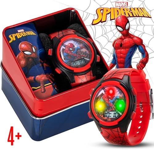 Marvel Spider-Man Kids Watches – Digital Display Interactive Features Adjustable Strap Vibrant Spider-Man Graphics Durable For Active Kids