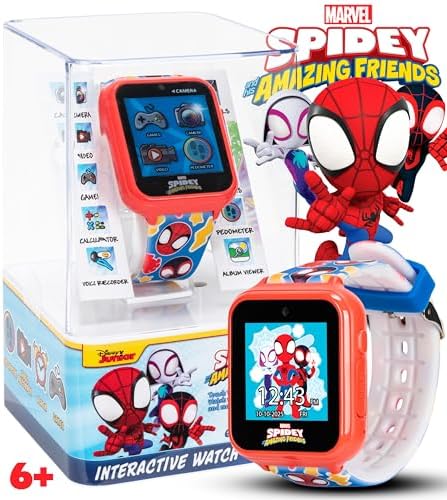 Marvel Spidey And His Amazing Friends Interactive Kids Smart Watch With Camera Games Voice Recorder Calculator Pedometer Colorful Silicone Strap Fits Wrists 5.5" To 8"