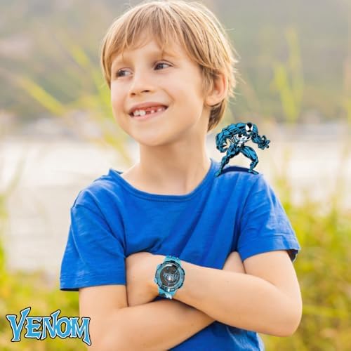 Marvel Venom Kids Watch – Light-Up Bezel With Rotating Lights LCD Display Easy-to-Read Adjustable Plastic Strap – Perfect For Boys And Girls