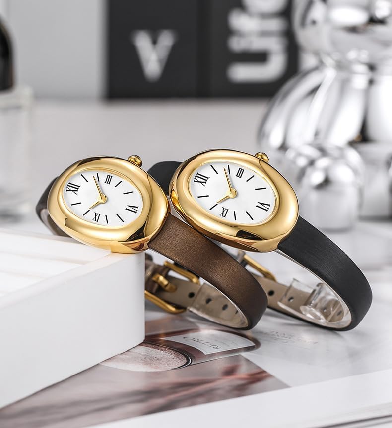 MASTOP Bracelet Watch For Women - Elegant 24mm Oval Dial Bangle Watch - Gold Jewelry Style Quartz Wristwatch - Gift For Her