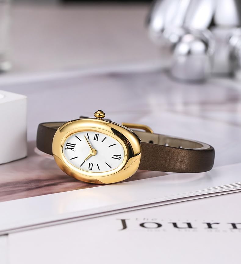 MASTOP Bracelet Watch For Women - Elegant 24mm Oval Dial Bangle Watch - Gold Jewelry Style Quartz Wristwatch - Gift For Her