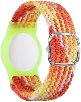 Meliya 2 件装腕带兼容 Apple AirTag 儿童支架 Air Tag GPS 追踪器保护套 带可调节尼龙手链表带 适合幼儿使用