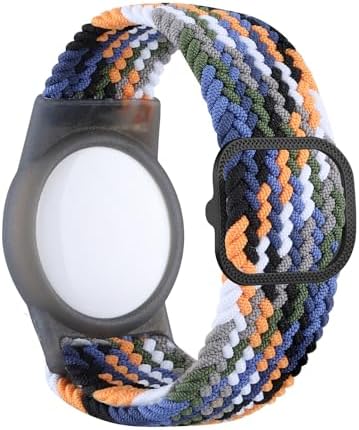 Meliya 2 件装腕带兼容 Apple AirTag 儿童支架 Air Tag GPS 追踪器保护套 带可调节尼龙手链表带 适合幼儿使用