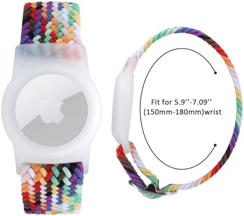 Meliya 2 件装腕带兼容 Apple AirTag 儿童支架 Air Tag GPS 追踪器保护套 带可调节尼龙手链表带 适合幼儿使用
