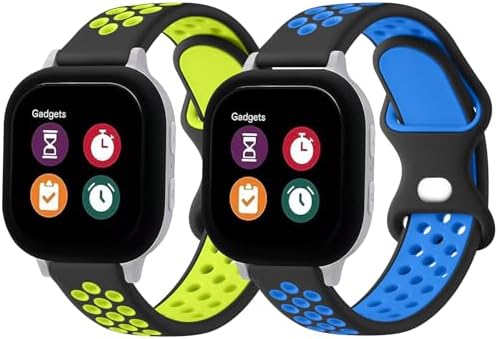Meliya 2 Pack Silicone Bands for Gizmo Watch 3 Adventure 3 2 1/Gabb Watch 3e 3 2 1/SyncUP Watch Cosmo JrTrack 4/3/2 SE/2/JrTrack Band 20mm Soft Sport Breathable Waterproof Skin-friendly Watch Band