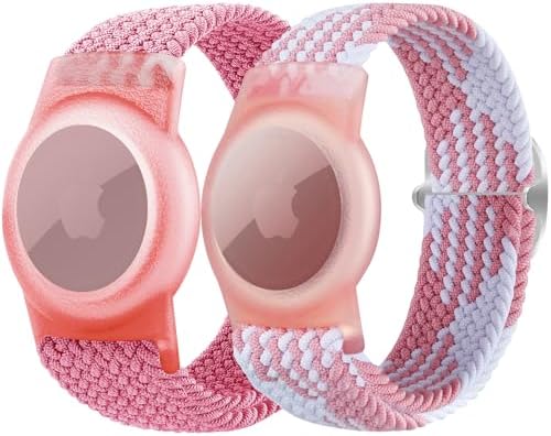 Meliya 2 Pack Wristband Compatible with Apple AirTag Holder for Kids Protective Case for Air Tag GPS Tracker Holder with Adjustable Nylon Bracelet Watch Band for Toddler Child