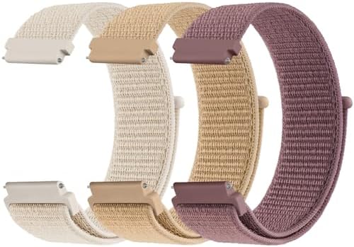 Meliya Adjustable Nylon Bands Compatible with Gizmo Watch 3 2 1 / Gabb Watch 20mm Quick Release Replacement Watch Strap for Verizon Gizmo Smart Watch 3 2 1 Girls and Boys (Starlight+Milk Tea+Violet