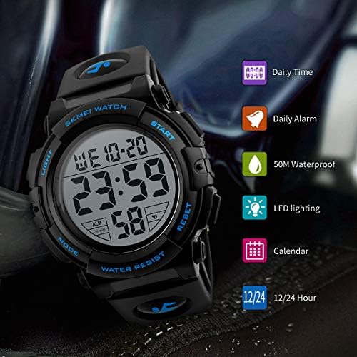 Mens Digital Watch Sports Military Watches Waterproof Outdoor Chronograph Wrist Watches For Men With LED Back Ligh/Alarm/Date