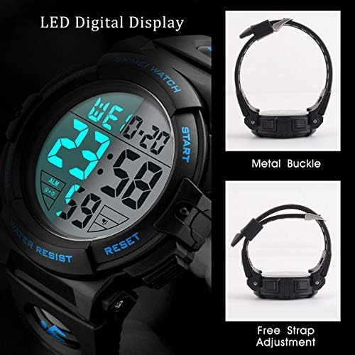 Mens Digital Watch Sports Military Watches Waterproof Outdoor Chronograph Wrist Watches For Men With LED Back Ligh/Alarm/Date