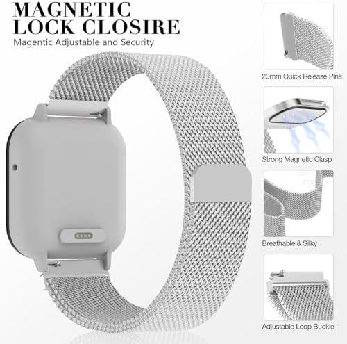 Milanese Band Compatible With Gizmo Watch 3 2 1/Gabb Watch 3 2 1/Syncup Kids Watch/Cosmo JrTrack Watch Band 20mm Stainless Steel Mesh Straps Replacement With Magnetic Clasp For Boys Girls