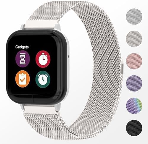 Milanese Band Compatible with Gizmo Watch 3 2 1/Gabb Watch 3 2 1/Syncup Kids Watch 20mm Adjustable Stainless Steel Replacement Straps with Magnetic Clasp for Boys Girls Starlight01