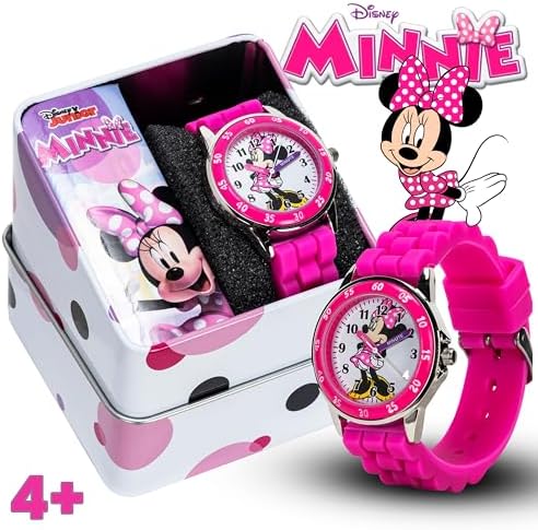 Minnie Mouse Time Teacher Watch For Girls - Analog Time Learning With Easy-to-Read Numbers And Comfortable Silicone Band