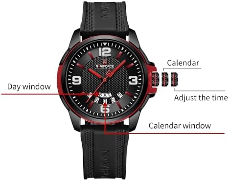 NAVIFORCE Waterproof Watch For Men Women Analog Auto Date Military Sports Unisex Wristwatch Silicone Strap