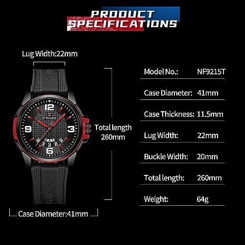 NAVIFORCE Waterproof Watch For Men Women Analog Auto Date Military Sports Unisex Wristwatch Silicone Strap