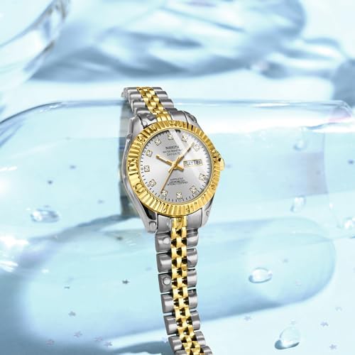 NIBOSI Watches For Women Analog Quartz Stainless Steel Dial With Day Date Luminous Waterproof Dainty Classic Luxury Diamond Elegant Dress Women's Watch For Small Wrists