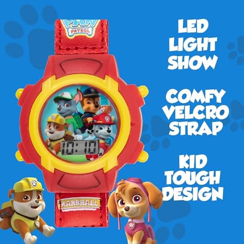Nickelodeon Paw Patrol Kids Digital Watch With LCD Display Velcro Strap Chase Marshall Rubble & Rocky Perfect For Young Fans Learning To Tell Time Ideal Gift For Kids Ages 3+