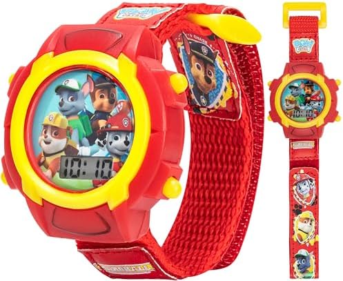 Nickelodeon Paw Patrol Kids Digital Watch with LCD Display Velcro Strap Chase Marshall Rubble & Rocky Perfect for Young Fans Learning to Tell Time Ideal Gift for Kids Ages 3+