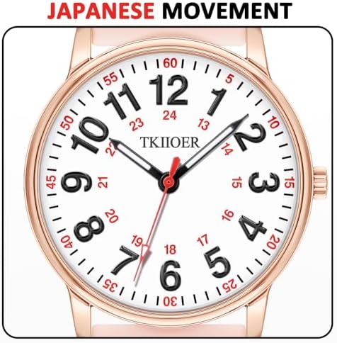 Nurse Watch For Nurse Medical Professionals Students Women Men 50M Waterproof 12/24 Hour Military Time Luminous Easy Read Dial Second Hand Watch For Nursing