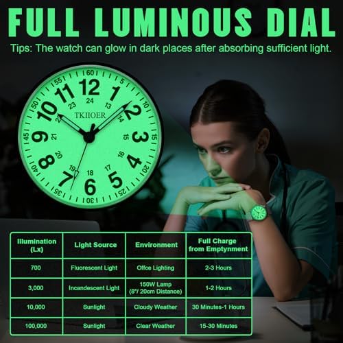 Nurse Watch For Nurse Medical Professionals Students Women Men 50M Waterproof 12/24 Hour Military Time Luminous Easy Read Dial Second Hand Watch For Nursing