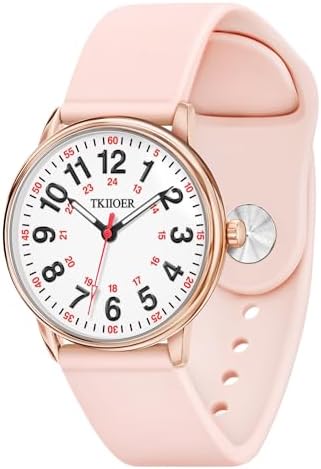 Nurse Watch for Nurse Medical Professionals Students Women Men 50M Waterproof 12/24 Hour Military Time Luminous Easy Read Dial Second Hand Watch for Nursing